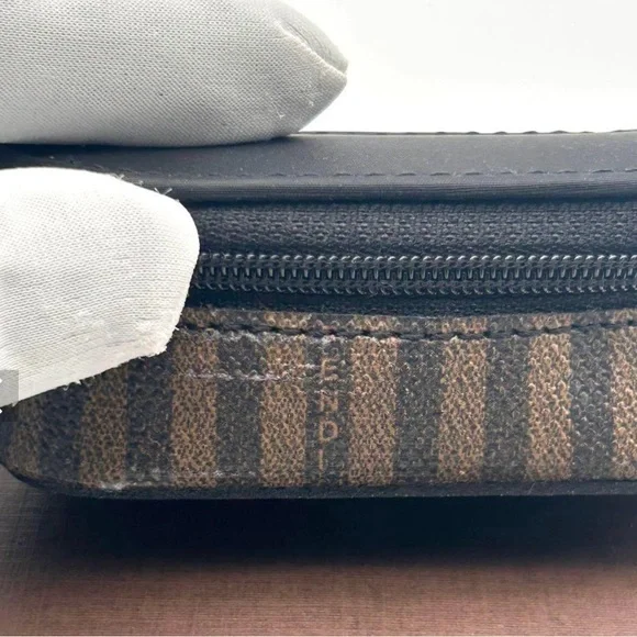 Fendi Black and Brown Striped  with Gold Accent mini case - Picture 5 of 11